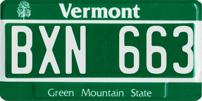 VT license plate BXN663