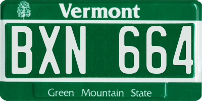 VT license plate BXN664