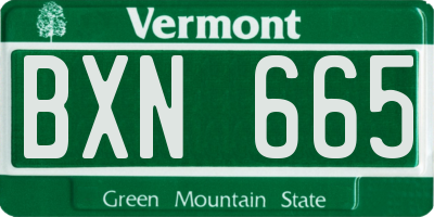 VT license plate BXN665