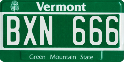VT license plate BXN666