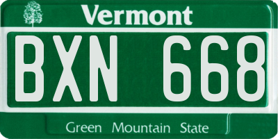 VT license plate BXN668