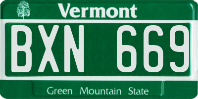 VT license plate BXN669
