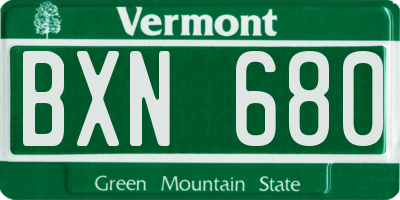 VT license plate BXN680
