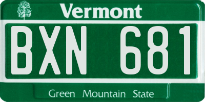 VT license plate BXN681