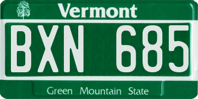 VT license plate BXN685