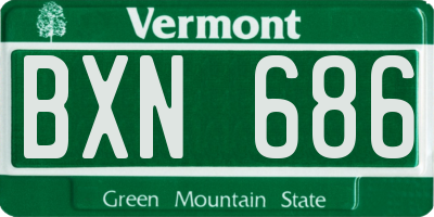 VT license plate BXN686