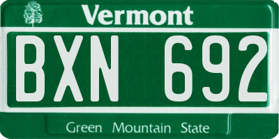 VT license plate BXN692
