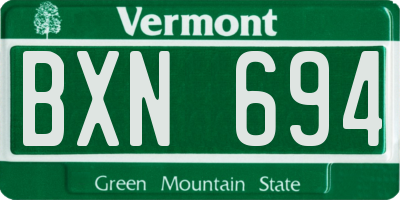VT license plate BXN694