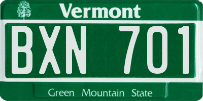 VT license plate BXN701
