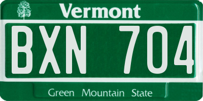 VT license plate BXN704
