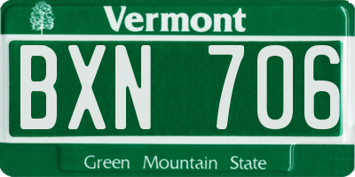 VT license plate BXN706