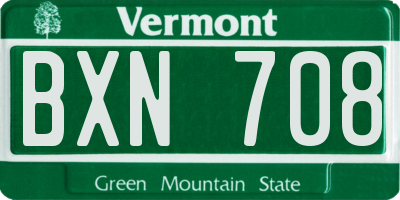 VT license plate BXN708