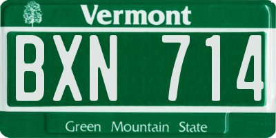 VT license plate BXN714