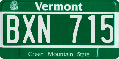 VT license plate BXN715