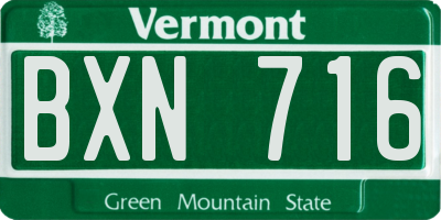 VT license plate BXN716