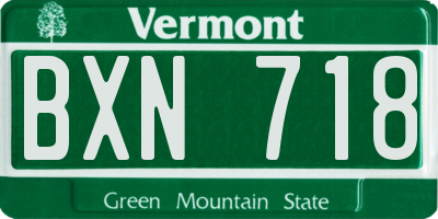 VT license plate BXN718