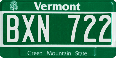 VT license plate BXN722