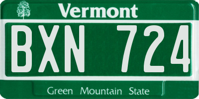 VT license plate BXN724