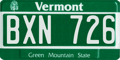 VT license plate BXN726