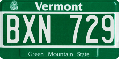VT license plate BXN729