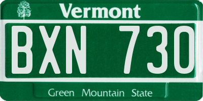 VT license plate BXN730