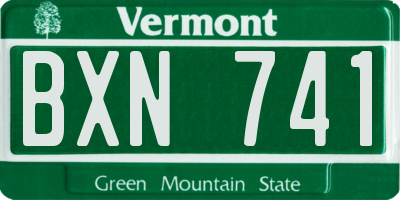 VT license plate BXN741