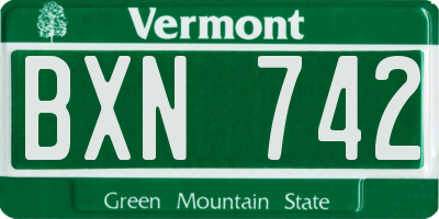 VT license plate BXN742