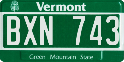 VT license plate BXN743