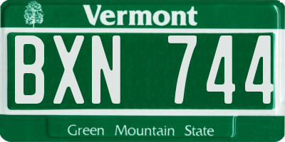 VT license plate BXN744