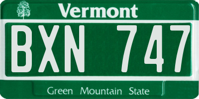 VT license plate BXN747