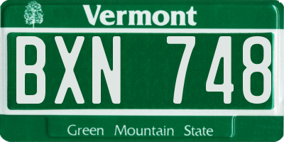 VT license plate BXN748