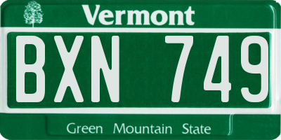 VT license plate BXN749