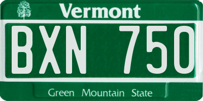 VT license plate BXN750