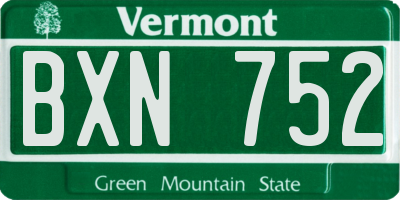 VT license plate BXN752