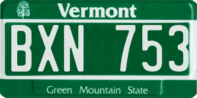 VT license plate BXN753