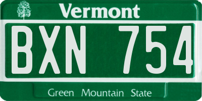 VT license plate BXN754