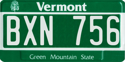 VT license plate BXN756