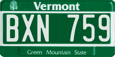 VT license plate BXN759