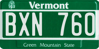 VT license plate BXN760