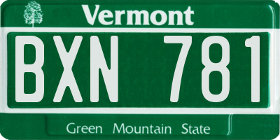 VT license plate BXN781