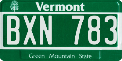 VT license plate BXN783
