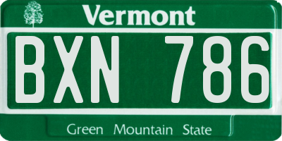 VT license plate BXN786