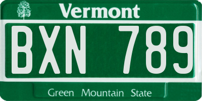 VT license plate BXN789