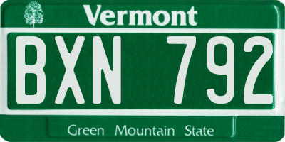 VT license plate BXN792