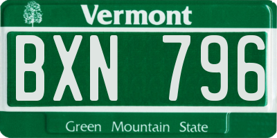 VT license plate BXN796