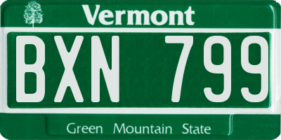 VT license plate BXN799