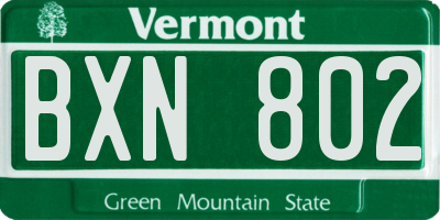 VT license plate BXN802
