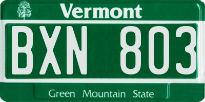 VT license plate BXN803
