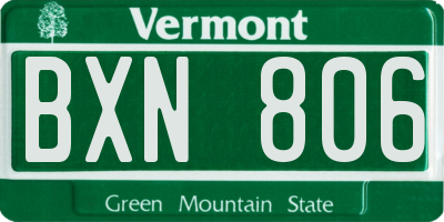 VT license plate BXN806