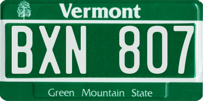 VT license plate BXN807